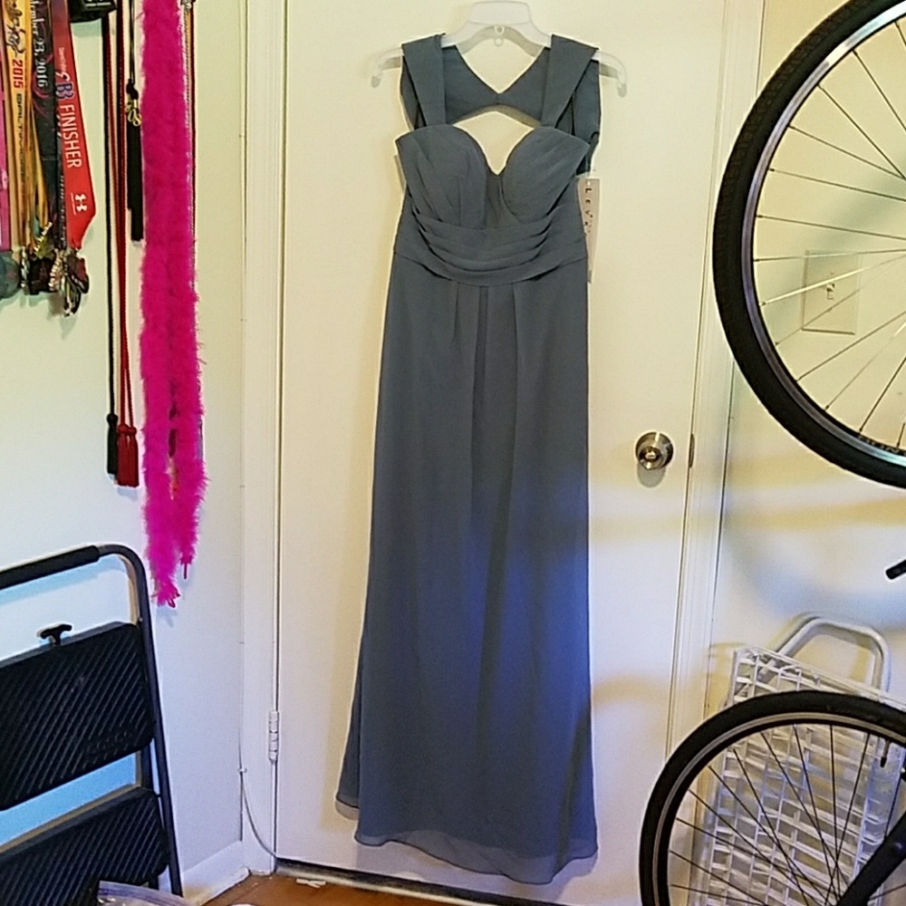 NWT Bill Levkoff Slate bridesmaid dress